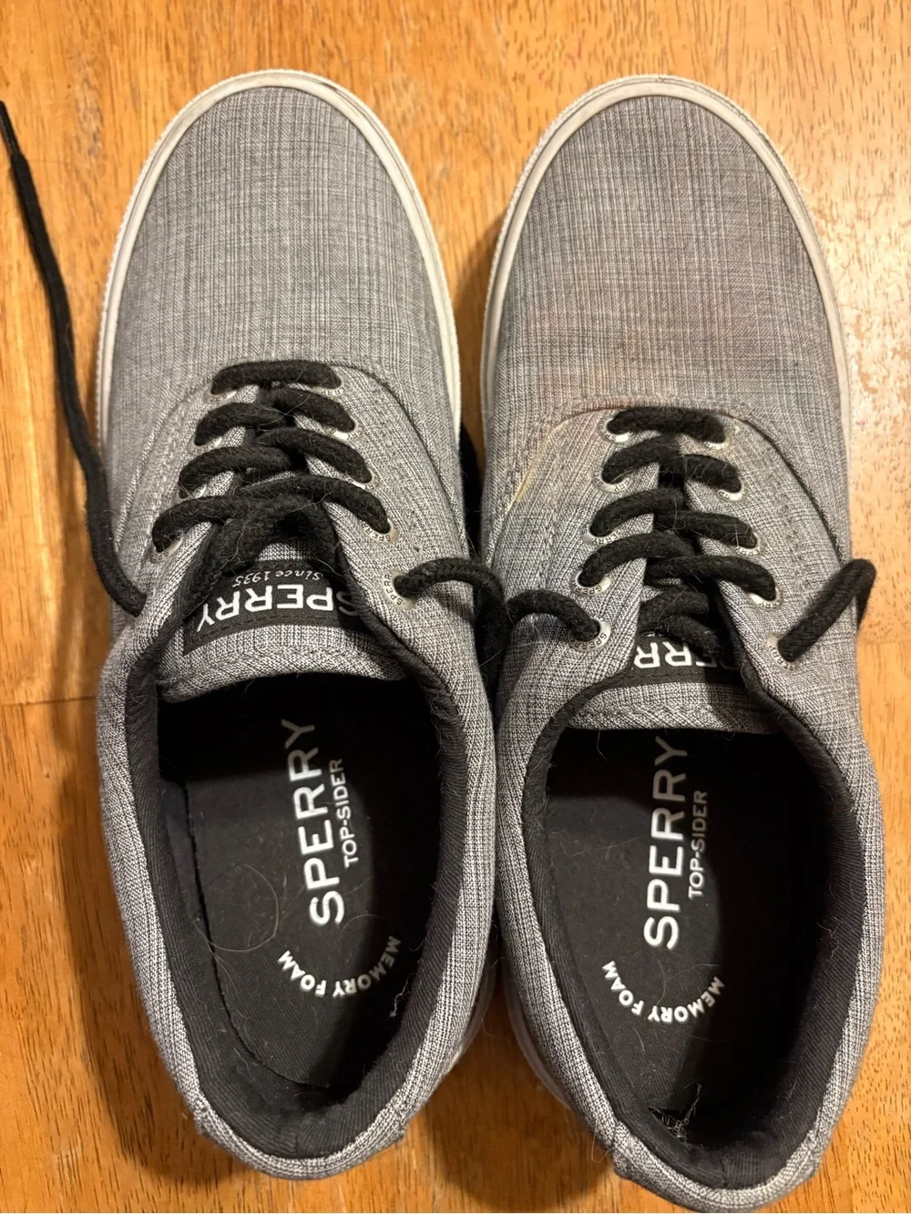Sperry Men's Gray Canvas Slip-On Style Lace-Up Sneakers